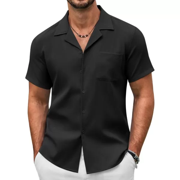 COOFANDY Men's Casual Button Down Shirts Short Sleeve Summer Beach Shirt Fashion Textured Shirts with Pocket