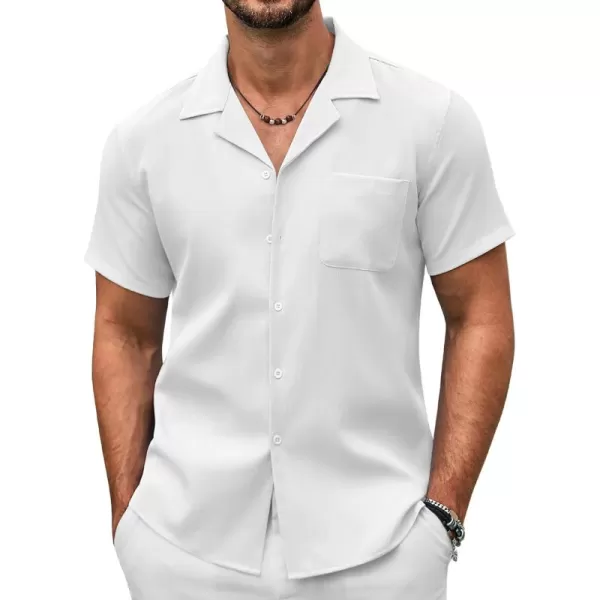 COOFANDY Men's Casual Button Down Shirts Short Sleeve Summer Beach Shirt Fashion Textured Shirts with Pocket
