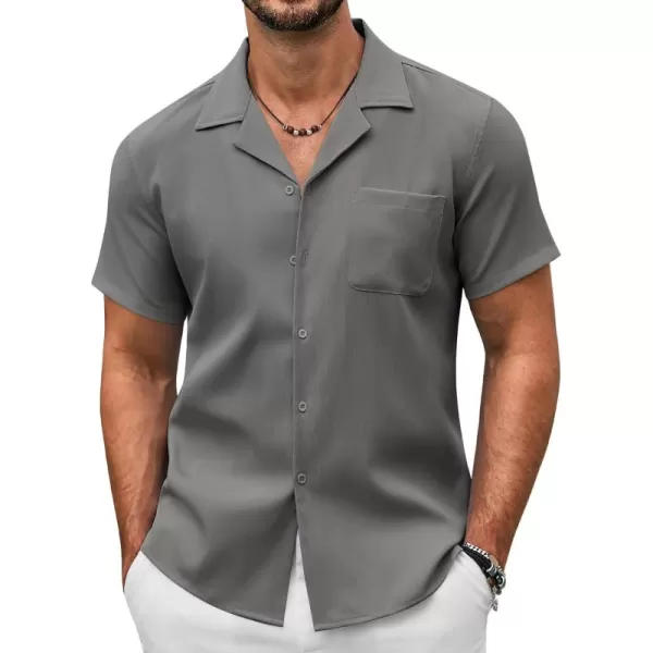 COOFANDY Men's Casual Button Down Shirts Short Sleeve Summer Beach Shirt Fashion Textured Shirts with Pocket