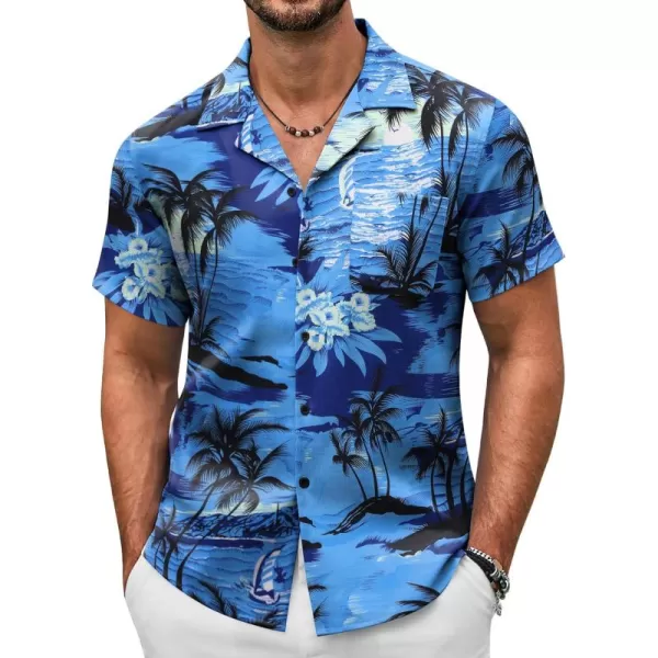 COOFANDY Men's Casual Button Down Shirts Short Sleeve Summer Beach Shirt Fashion Textured Shirts with Pocket