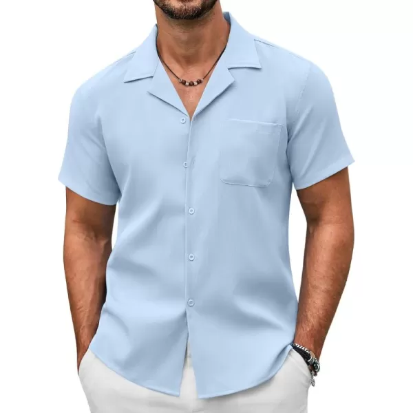 COOFANDY Men's Casual Button Down Shirts Short Sleeve Summer Beach Shirt Fashion Textured Shirts with Pocket
