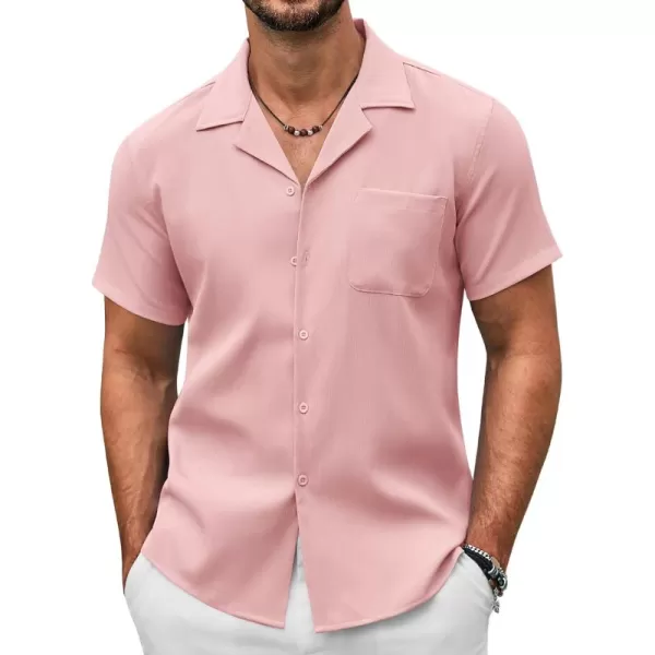 COOFANDY Men's Casual Button Down Shirts Short Sleeve Summer Beach Shirt Fashion Textured Shirts with Pocket