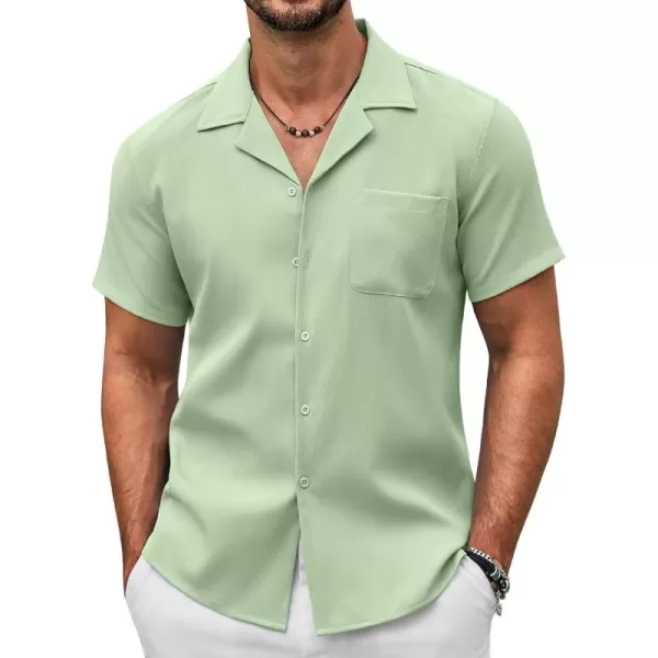 COOFANDY Men's Casual Button Down Shirts Short Sleeve Summer Beach Shirt Fashion Textured Shirts with Pocket