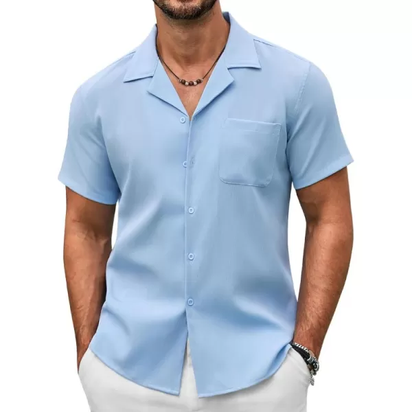COOFANDY Men's Casual Button Down Shirts Short Sleeve Summer Beach Shirt Fashion Textured Shirts with Pocket