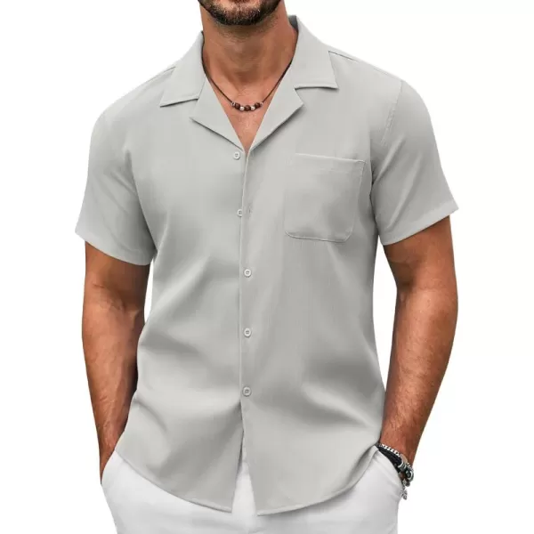 COOFANDY Men's Casual Button Down Shirts Short Sleeve Summer Beach Shirt Fashion Textured Shirts with Pocket