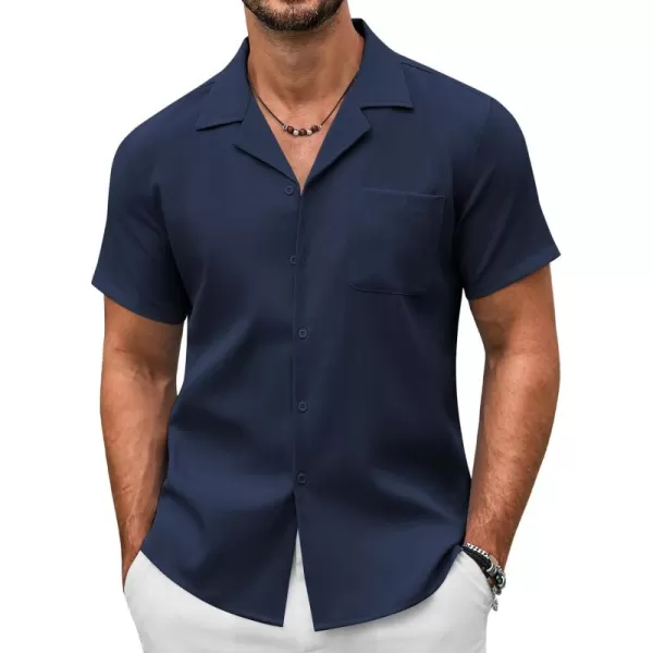 COOFANDY Men's Casual Button Down Shirts Short Sleeve Summer Beach Shirt Fashion Textured Shirts with Pocket
