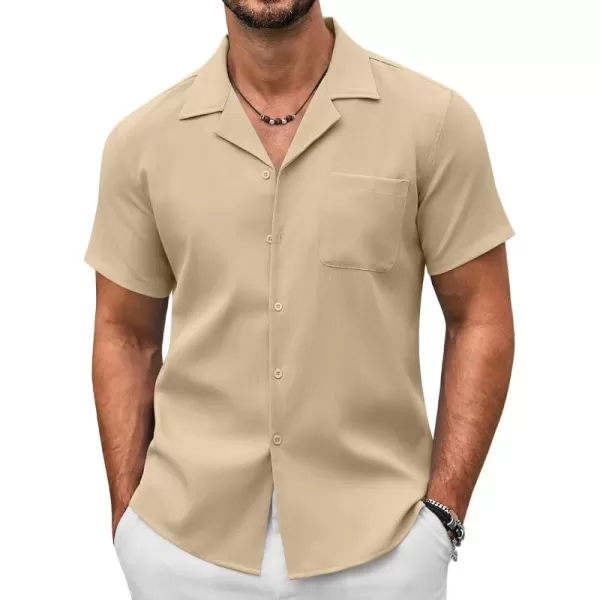 COOFANDY Men's Casual Button Down Shirts Short Sleeve Summer Beach Shirt Fashion Textured Shirts with Pocket