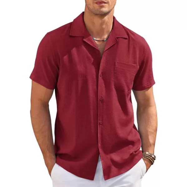 COOFANDY Men's Casual Button Down Shirts Short Sleeve Summer Cuban Vacation Beach Shirts