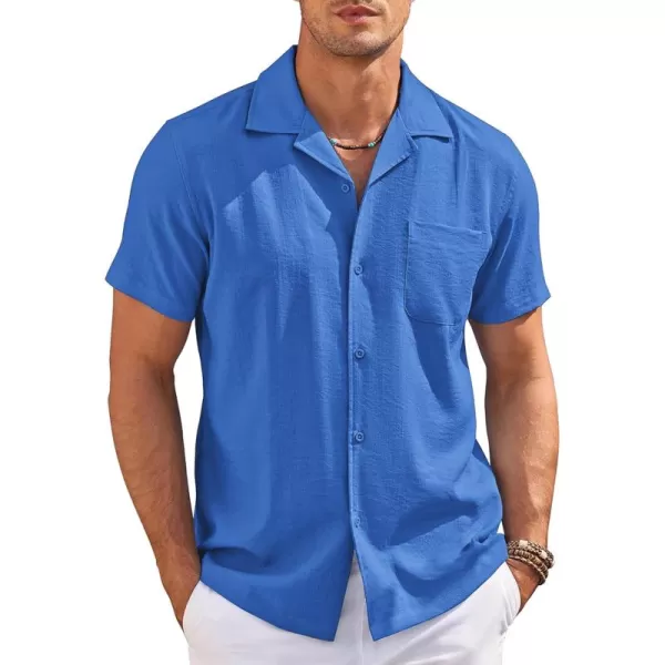 COOFANDY Men's Casual Button Down Shirts Short Sleeve Summer Cuban Vacation Beach Shirts