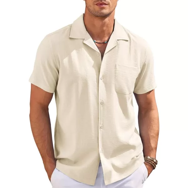 COOFANDY Men's Casual Button Down Shirts Short Sleeve Summer Cuban Vacation Beach Shirts