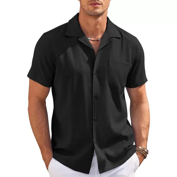 COOFANDY Men's Casual Button Down Shirts Short Sleeve Summer Cuban Vacation Beach Shirts