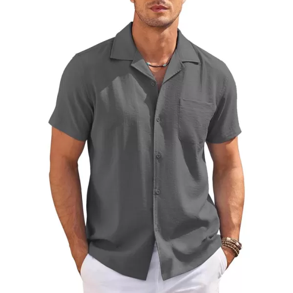 COOFANDY Men's Casual Button Down Shirts Short Sleeve Summer Cuban Vacation Beach Shirts