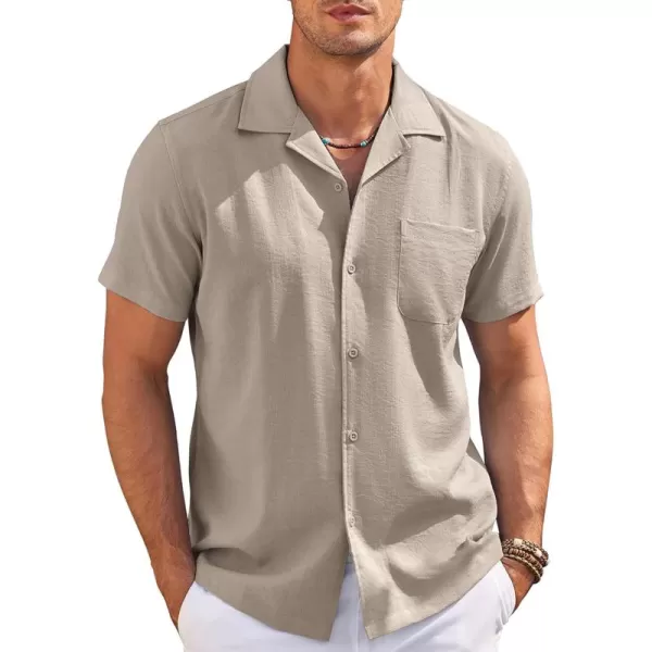 COOFANDY Men's Casual Button Down Shirts Short Sleeve Summer Cuban Vacation Beach Shirts