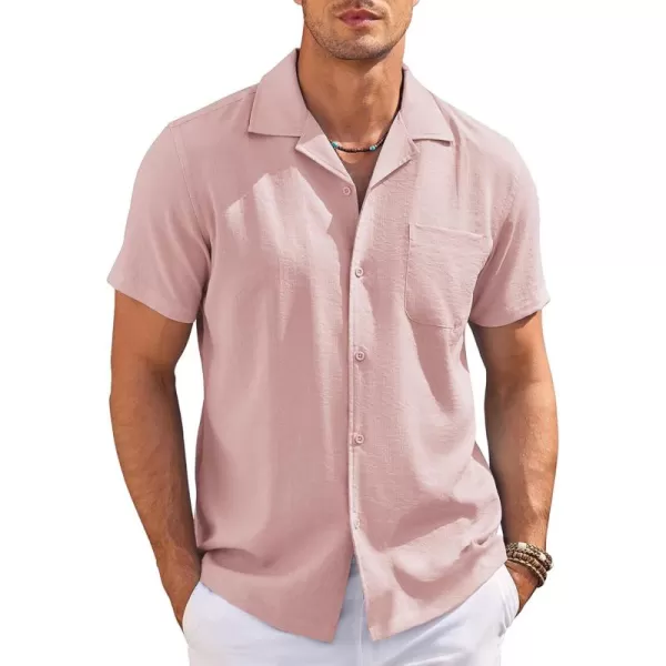 COOFANDY Men's Casual Button Down Shirts Short Sleeve Summer Cuban Vacation Beach Shirts