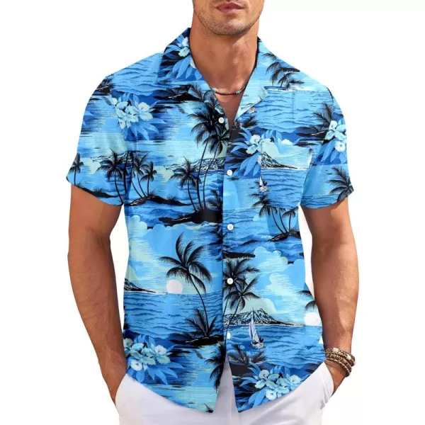 COOFANDY Men's Casual Button Down Shirts Short Sleeve Summer Cuban Vacation Beach Shirts