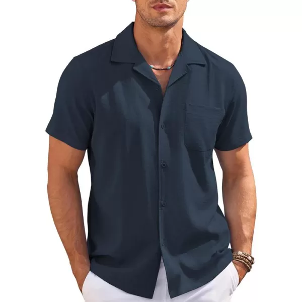 COOFANDY Men's Casual Button Down Shirts Short Sleeve Summer Cuban Vacation Beach Shirts