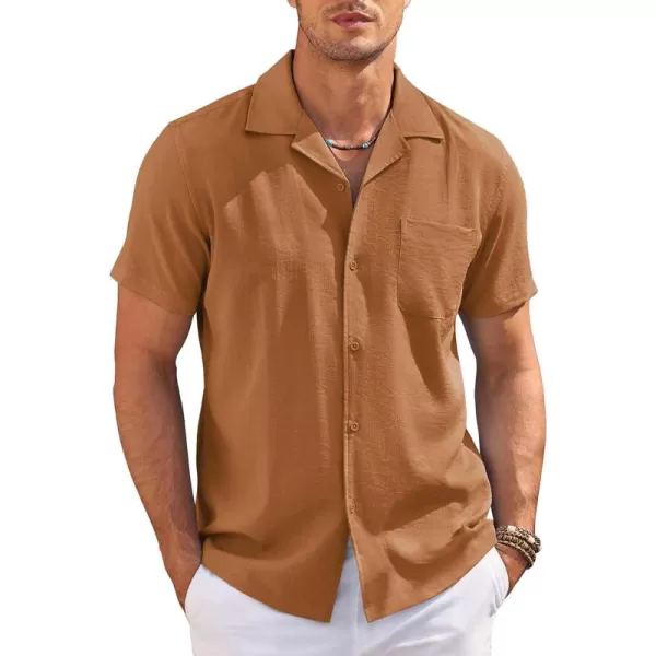 COOFANDY Men's Casual Button Down Shirts Short Sleeve Summer Cuban Vacation Beach Shirts