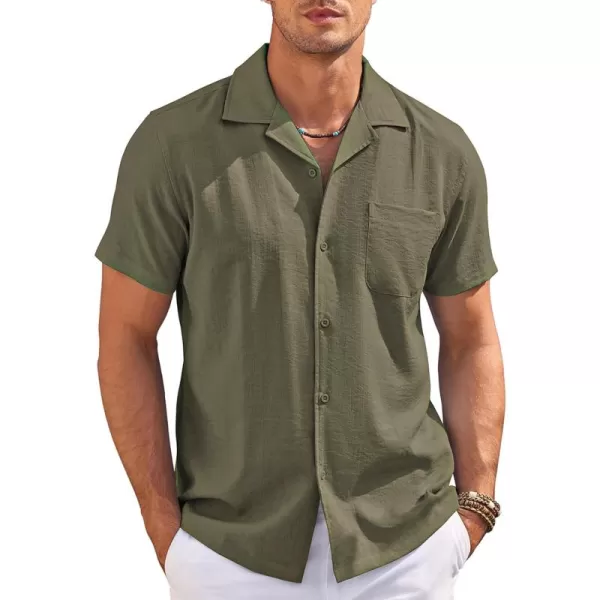 COOFANDY Men's Casual Button Down Shirts Short Sleeve Summer Cuban Vacation Beach Shirts