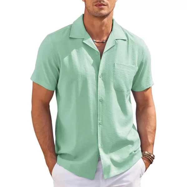 COOFANDY Men's Casual Button Down Shirts Short Sleeve Summer Cuban Vacation Beach Shirts