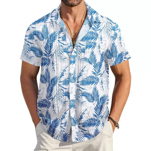 COOFANDY Men's Casual Button Down Shirts Short Sleeve Textured Linen Summer Beach Shirt with Pocket