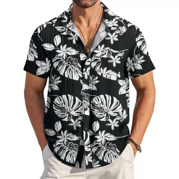 COOFANDY Men's Casual Button Down Shirts Short Sleeve Textured Linen Summer Beach Shirt with Pocket