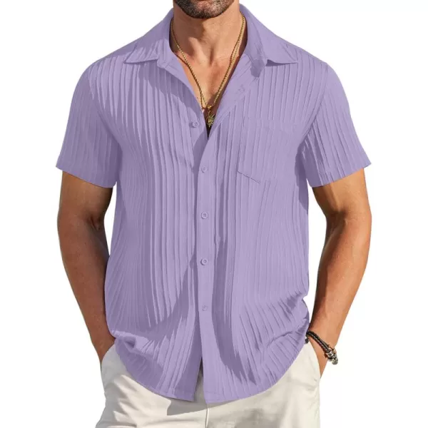 COOFANDY Men's Casual Button Down Shirts Short Sleeve Textured Linen Summer Beach Shirt with Pocket