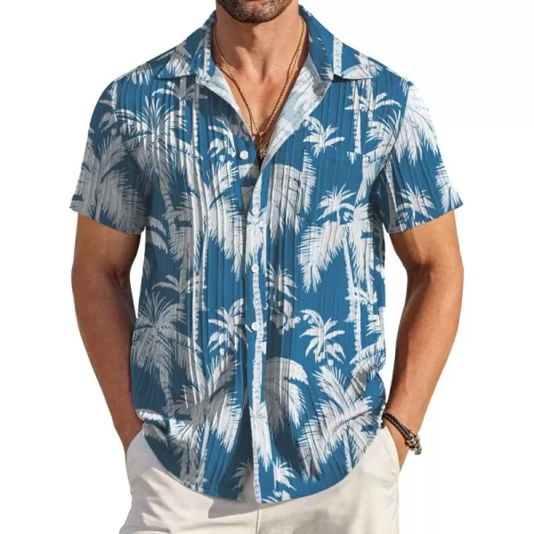 COOFANDY Men's Casual Button Down Shirts Short Sleeve Textured Linen Summer Beach Shirt with Pocket