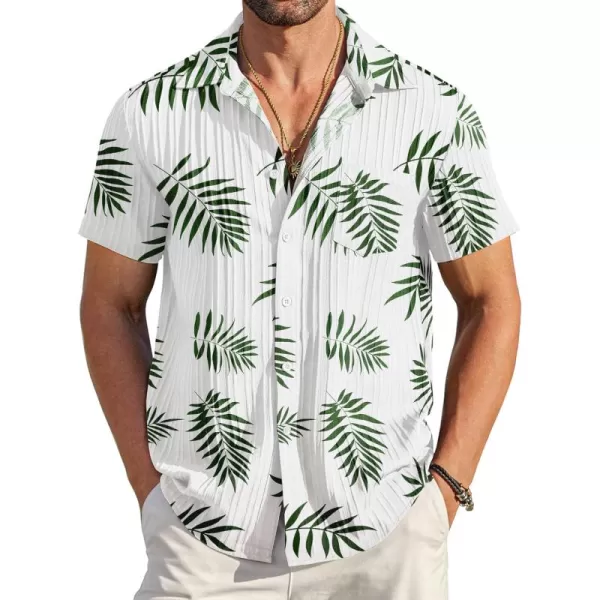COOFANDY Men's Casual Button Down Shirts Short Sleeve Textured Linen Summer Beach Shirt with Pocket