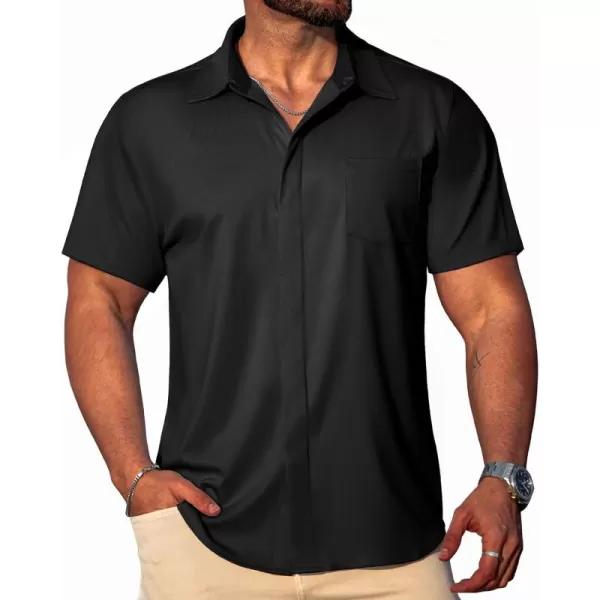 COOFANDY Mens Casual Button Down Shirts Short Sleeve Wrinkle Free Dress Shirts Summer Shirt with Pocket