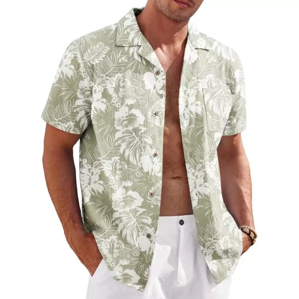 COOFANDY Mens Casual Cotton Linen Shirt Short Sleeve Button Up Shirts Summer Beach Top