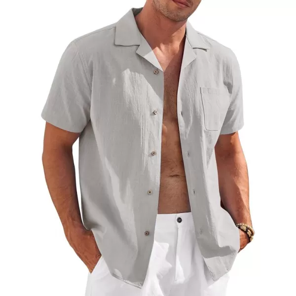 COOFANDY Mens Casual Cotton Linen Shirt Short Sleeve Button Up Shirts Summer Beach Top
