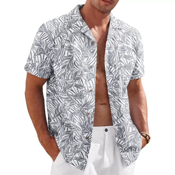 COOFANDY Mens Casual Cotton Linen Shirt Short Sleeve Button Up Shirts Summer Beach Top
