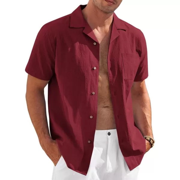 COOFANDY Mens Casual Cotton Linen Shirt Short Sleeve Button Up Shirts Summer Beach Top