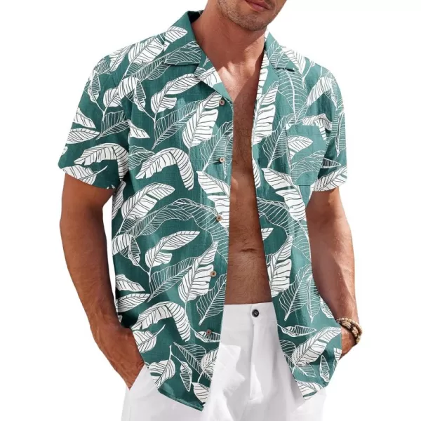 COOFANDY Mens Casual Cotton Linen Shirt Short Sleeve Button Up Shirts Summer Beach Top