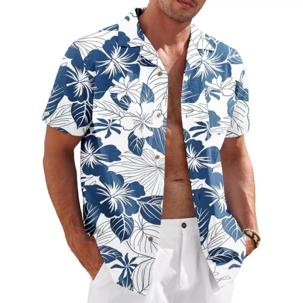COOFANDY Mens Casual Cotton Linen Shirt Short Sleeve Button Up Shirts Summer Beach Top