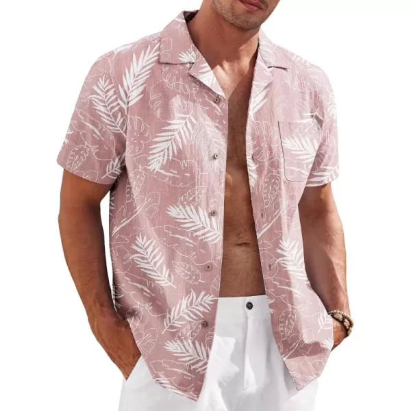 COOFANDY Mens Casual Cotton Linen Shirt Short Sleeve Button Up Shirts Summer Beach Top