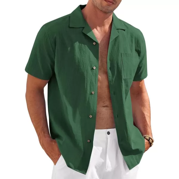 COOFANDY Mens Casual Cotton Linen Shirt Short Sleeve Button Up Shirts Summer Beach Top