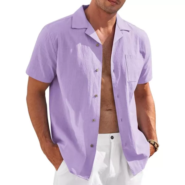 COOFANDY Mens Casual Cotton Linen Shirt Short Sleeve Button Up Shirts Summer Beach Top