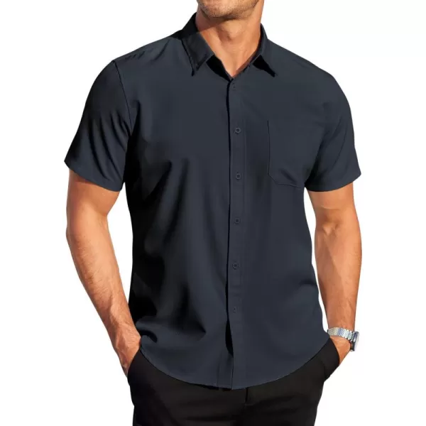 COOFANDY Mens Casual Dress Shirt Short Sleeve Wrinkle Free Dress Shirt Business Casual Shirts