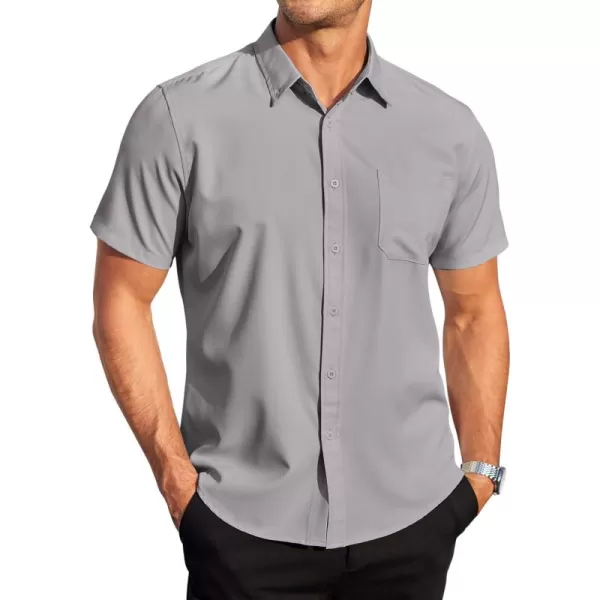 COOFANDY Mens Casual Dress Shirt Short Sleeve Wrinkle Free Dress Shirt Business Casual Shirts