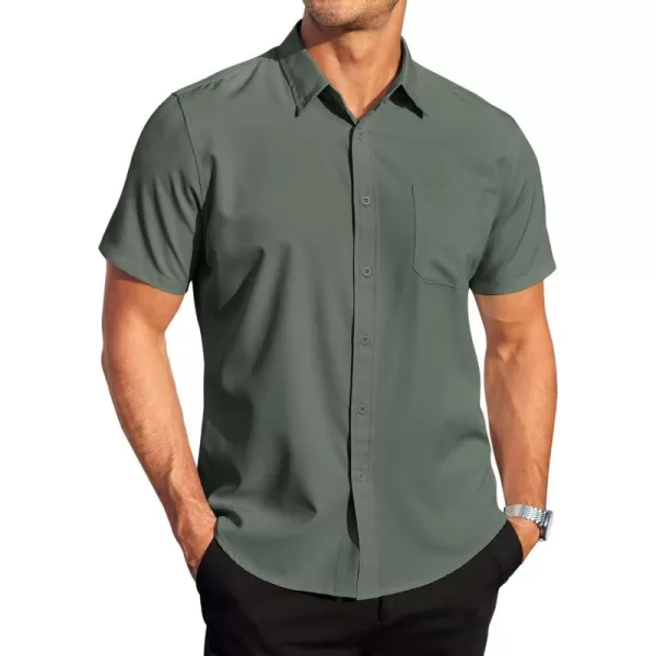 COOFANDY Mens Casual Dress Shirt Short Sleeve Wrinkle Free Dress Shirt Business Casual Shirts