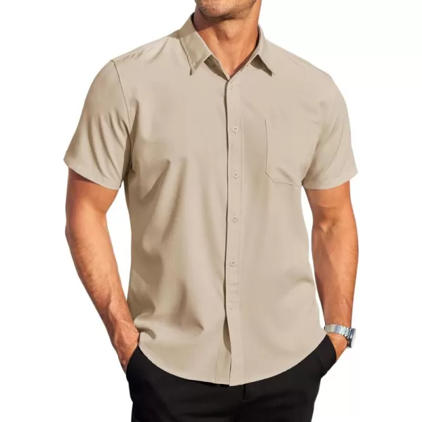 COOFANDY Mens Casual Dress Shirt Short Sleeve Wrinkle Free Dress Shirt Business Casual Shirts