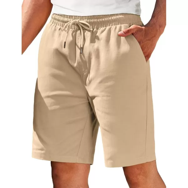 COOFANDY Mens Casual Elastic Waist Pull On Shorts Cotton Drawstring Relaxed Fit Summer Dress Shorts with Pockets