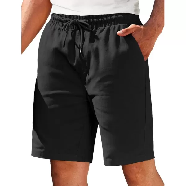 COOFANDY Mens Casual Elastic Waist Pull On Shorts Cotton Drawstring Relaxed Fit Summer Dress Shorts with Pockets