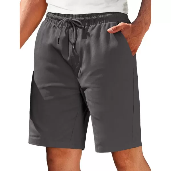 COOFANDY Mens Casual Elastic Waist Pull On Shorts Cotton Drawstring Relaxed Fit Summer Dress Shorts with Pockets