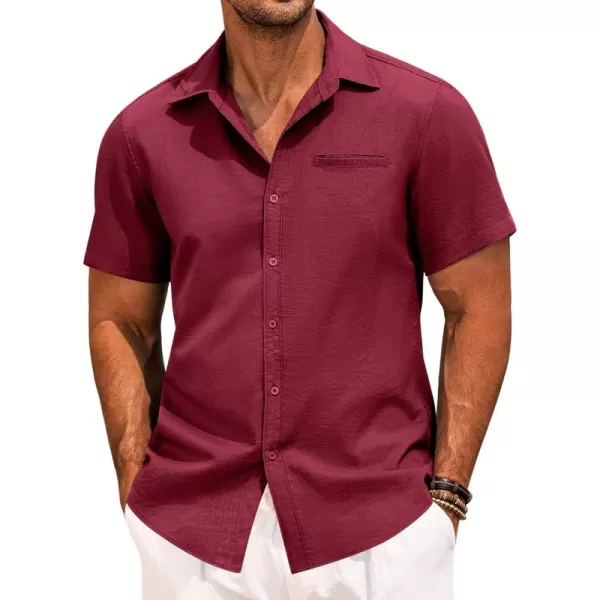 COOFANDY Mens Casual Linen Shirt Short Sleeve Button Down Shirt Summer Beach Hawaiian Shirts