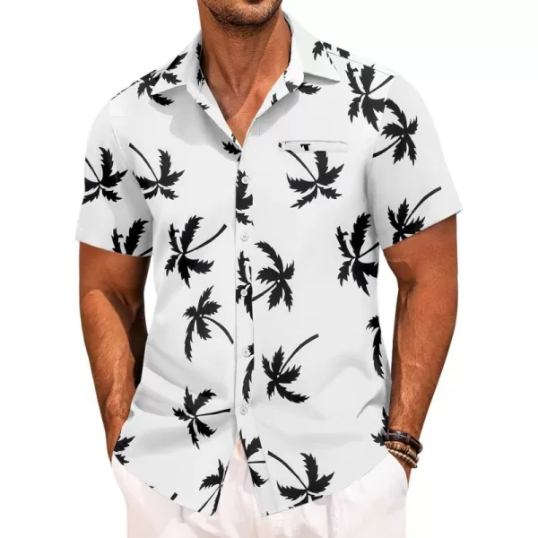 COOFANDY Mens Casual Linen Shirt Short Sleeve Button Down Shirt Summer Beach Hawaiian Shirts