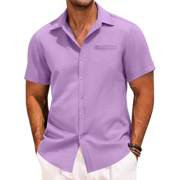 COOFANDY Mens Casual Linen Shirt Short Sleeve Button Down Shirt Summer Beach Hawaiian Shirts