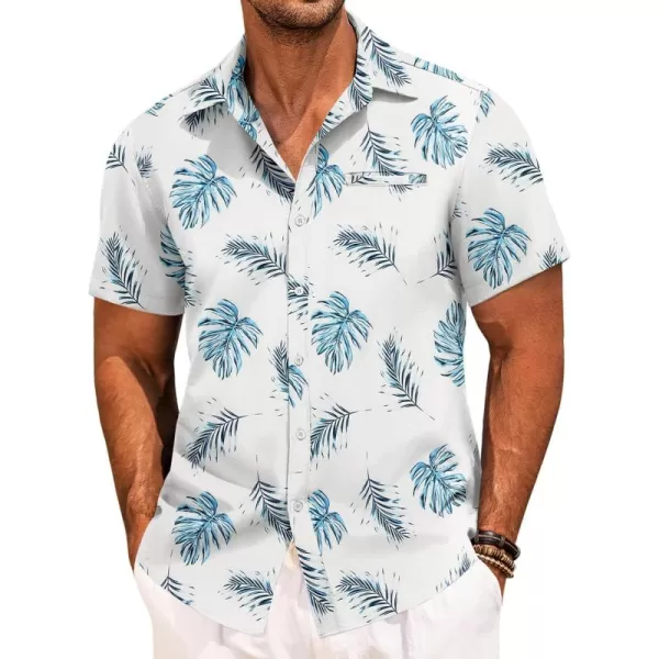 COOFANDY Mens Casual Linen Shirt Short Sleeve Button Down Shirt Summer Beach Hawaiian Shirts