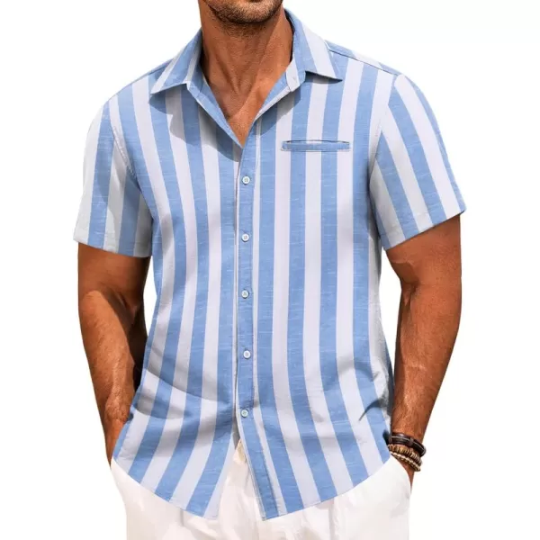 COOFANDY Mens Casual Linen Shirt Short Sleeve Button Down Shirt Summer Beach Hawaiian Shirts